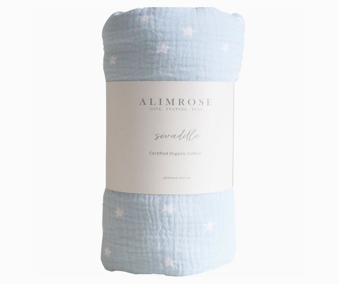 Muslin Swaddle Starry Night - Baby Blue