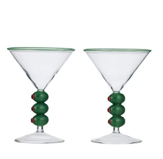 Olive S/2 Cocktail Glasses