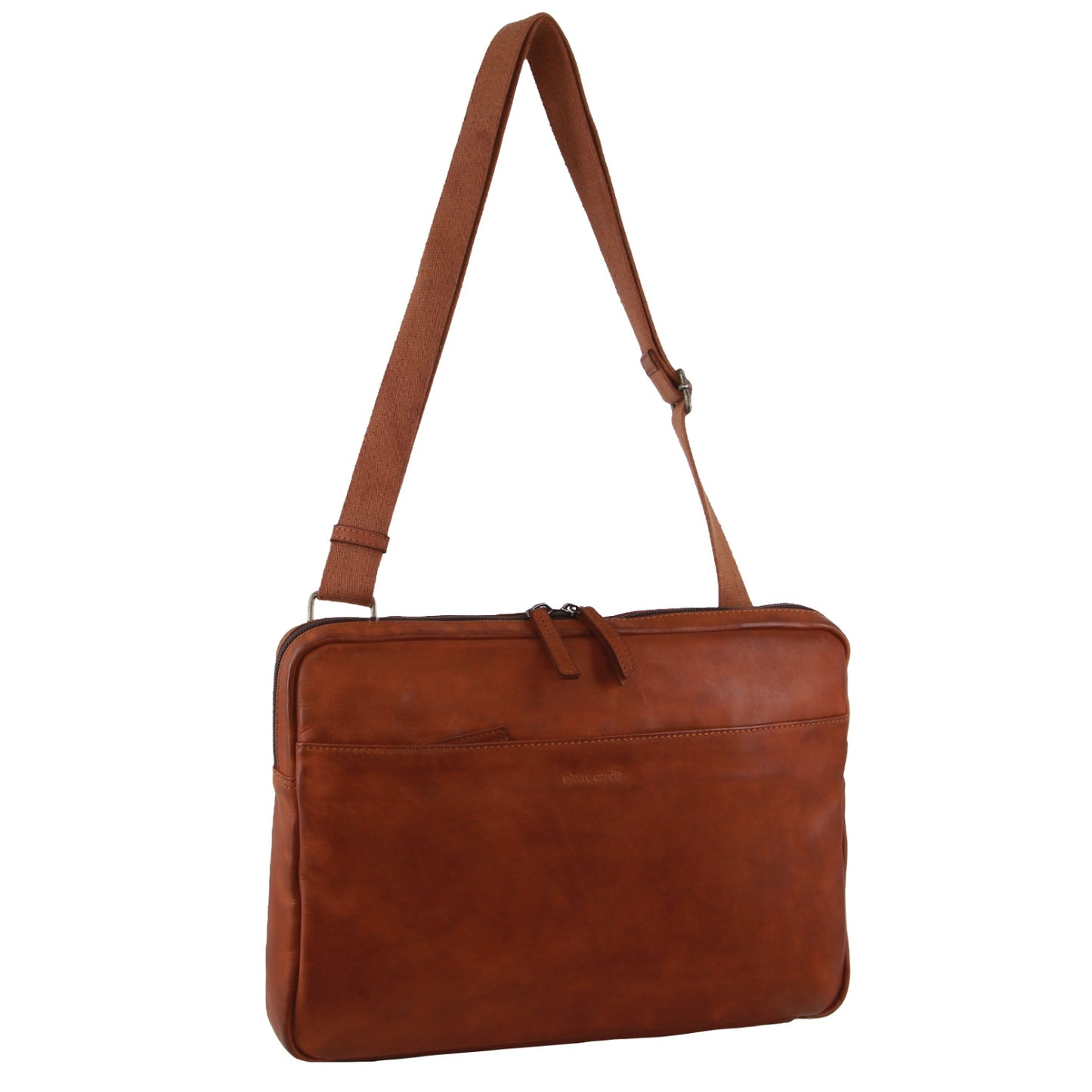 Pierre Cardin Leather Computer Bag - Cognac