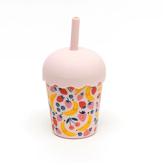 Mini Smoothie Cup & Straw - Pink Fruits
