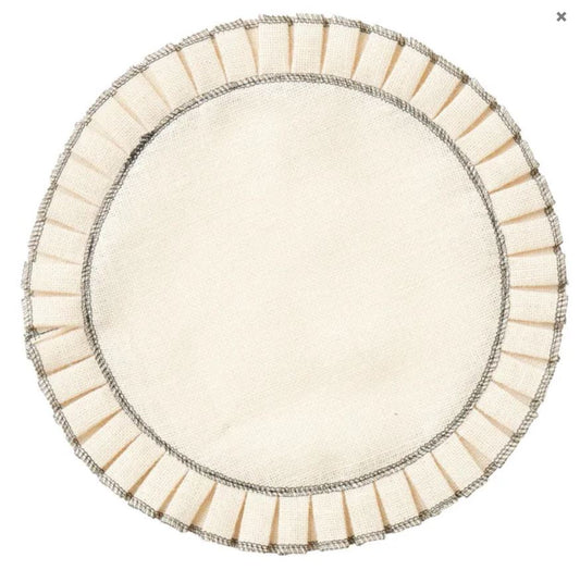 Pleat Jute Placemat -  Ivory/Black