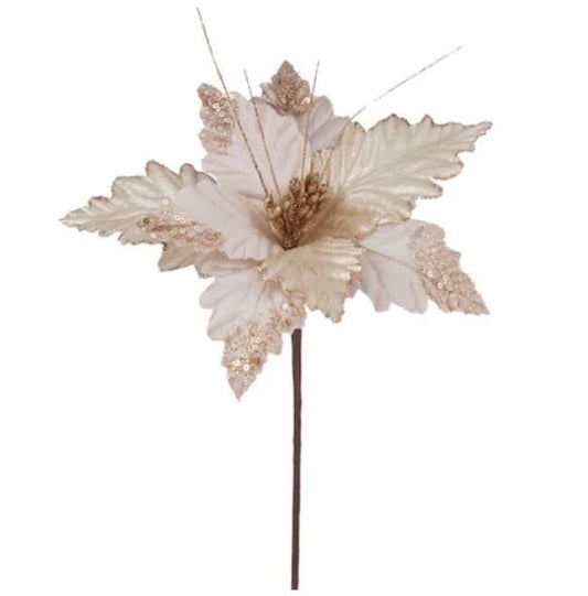 Poinsettia w/ Glitter Velvet Gold