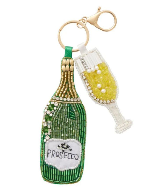 Prosecco Beaded Keyring