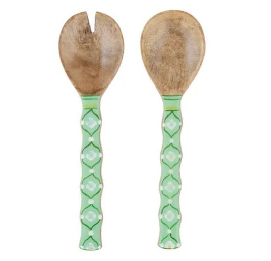 Rosita S/2 Wood Salad Servers - Green