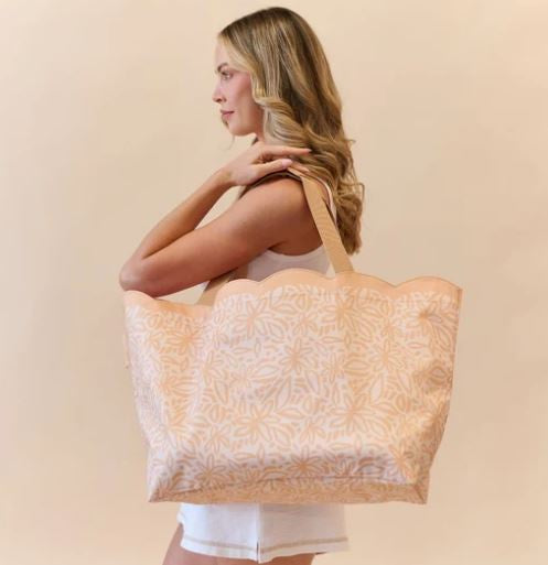 Scalloped Beach Bag- Amber Bloom