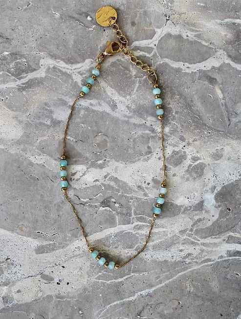 Semi Precious Fine Chain Bracelet - Amazonite
