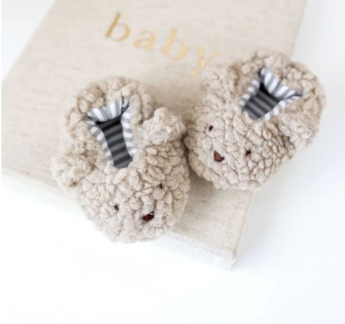 Sherpa Bunny Booties - Oatmeal 0-6mths