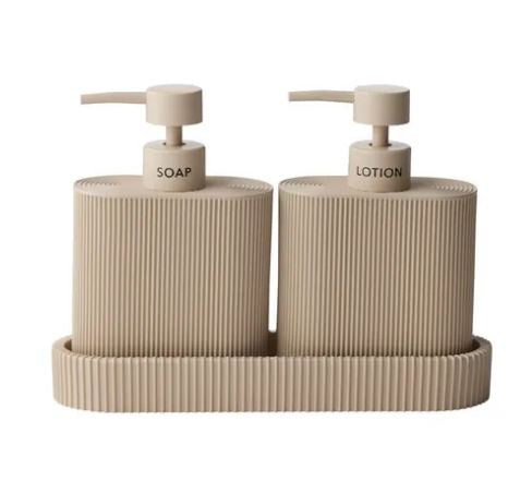 Sid S/2 Dispenser w Tray - Taupe