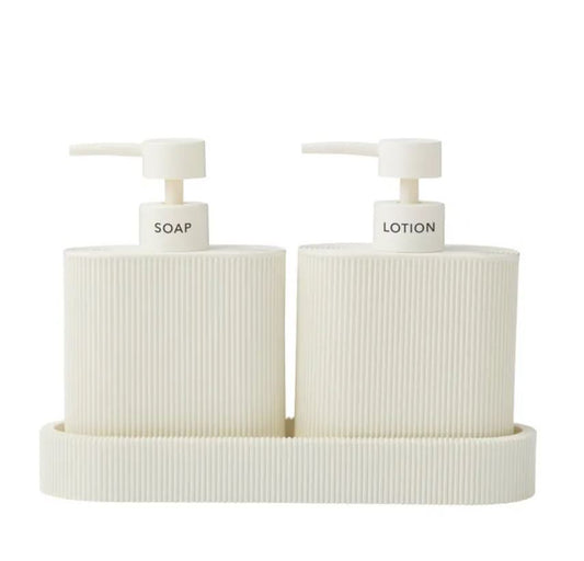 Sid Resin Dispenser S/2 with Tray - Ivory