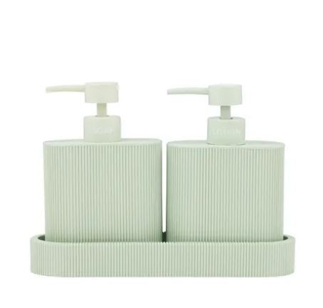 Sid Resin Dispenser S/2 with Tray - Seafoam