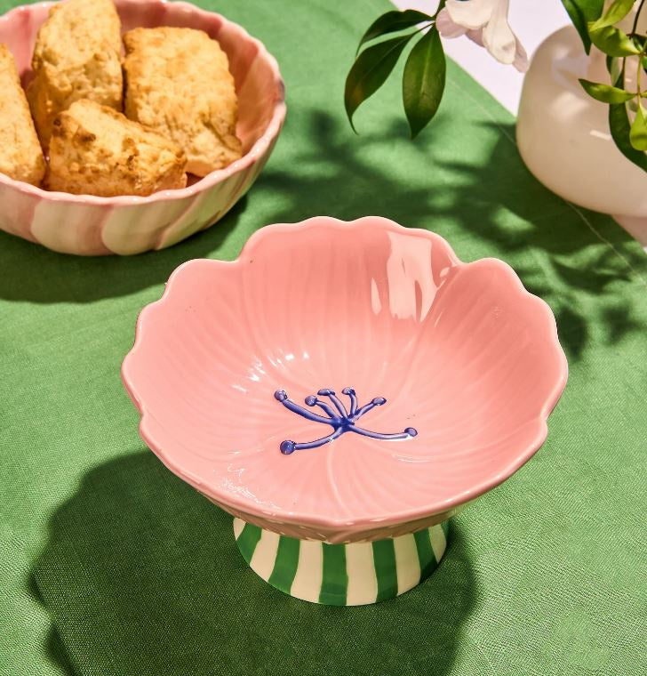 Blush Stoneware Stand Flower Bowl