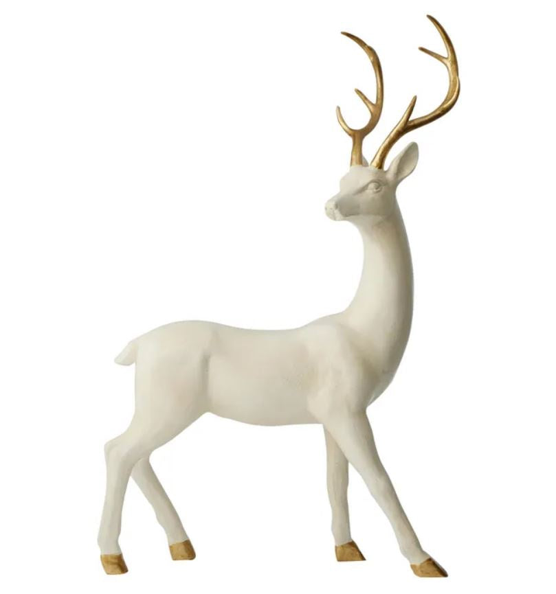 Standing Deer 53cm - Gold/White
