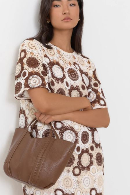 Stitch Curved Small Bag - Choc