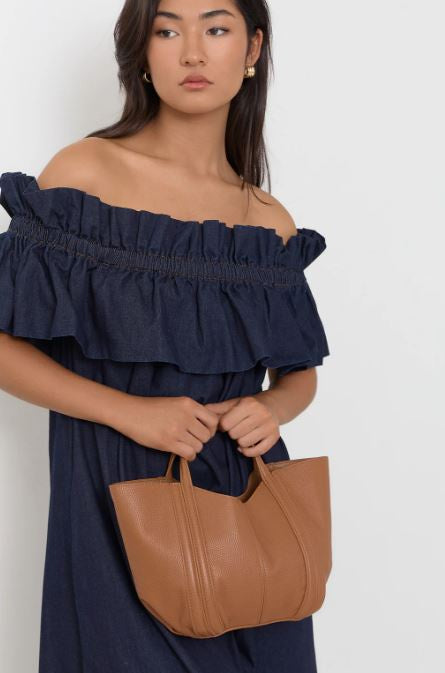 Stitch Curved Small Bag - Tan