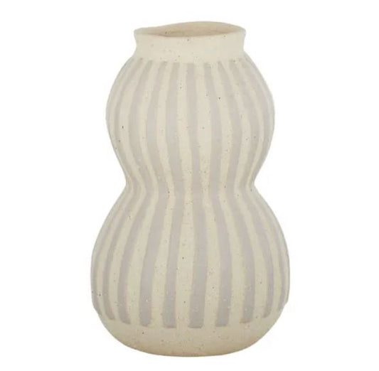 Striscia Ceramic Vase - Nat/Gry
