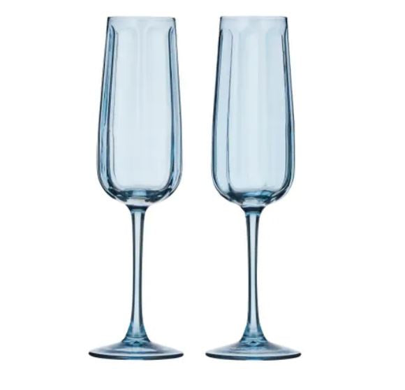 Studio Glass Flute S/2 - Denim