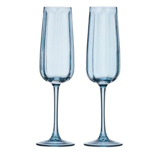 Studio Glass Flute S/2 - Denim