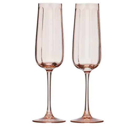 Studio Glass Flute S/2 - Peach