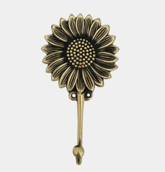 Brass Sunflower Hook - Gold