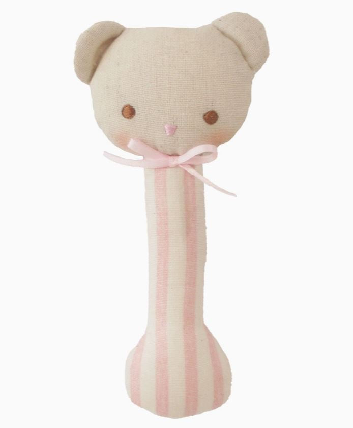 Ted Stick Rattle - Pink Stripe