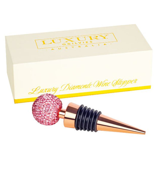 Diamonte Wine Stopper - Pink