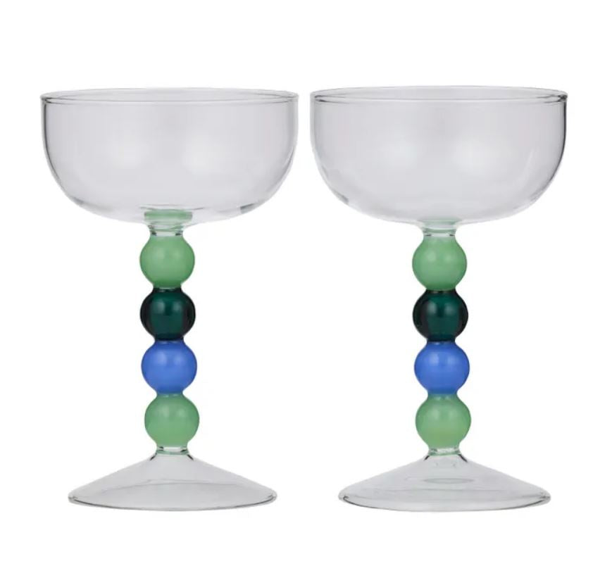 Winton Coupe Glasses S/2 - Blue/Green