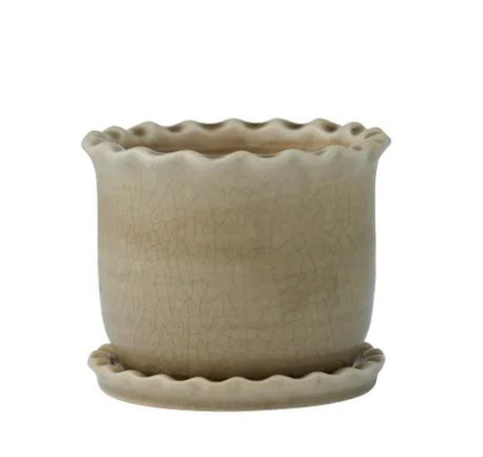 Zaragoza Ceramic Pot Sml - Taupe