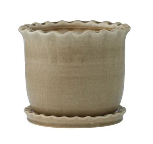 Zaragoza Ceramic Pot  Lge - Taupe