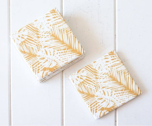 Coasters- Mustard Palm Set 4