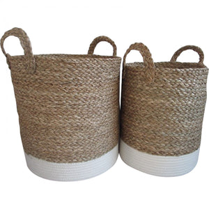 Basket with white woven base