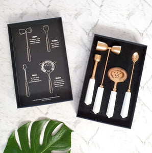 Copper marble cocktail tool set