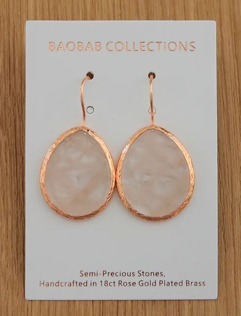 Earrings- Rose gold with stone drop